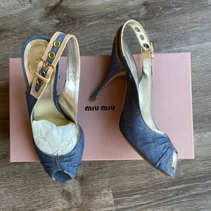 Miu miu sling back denim heels